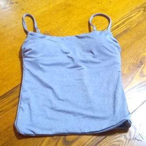 Andie Bikini Extra Small XS Swim Top GRAY SILVER Summer GOLD LONGLINE TANK NEW